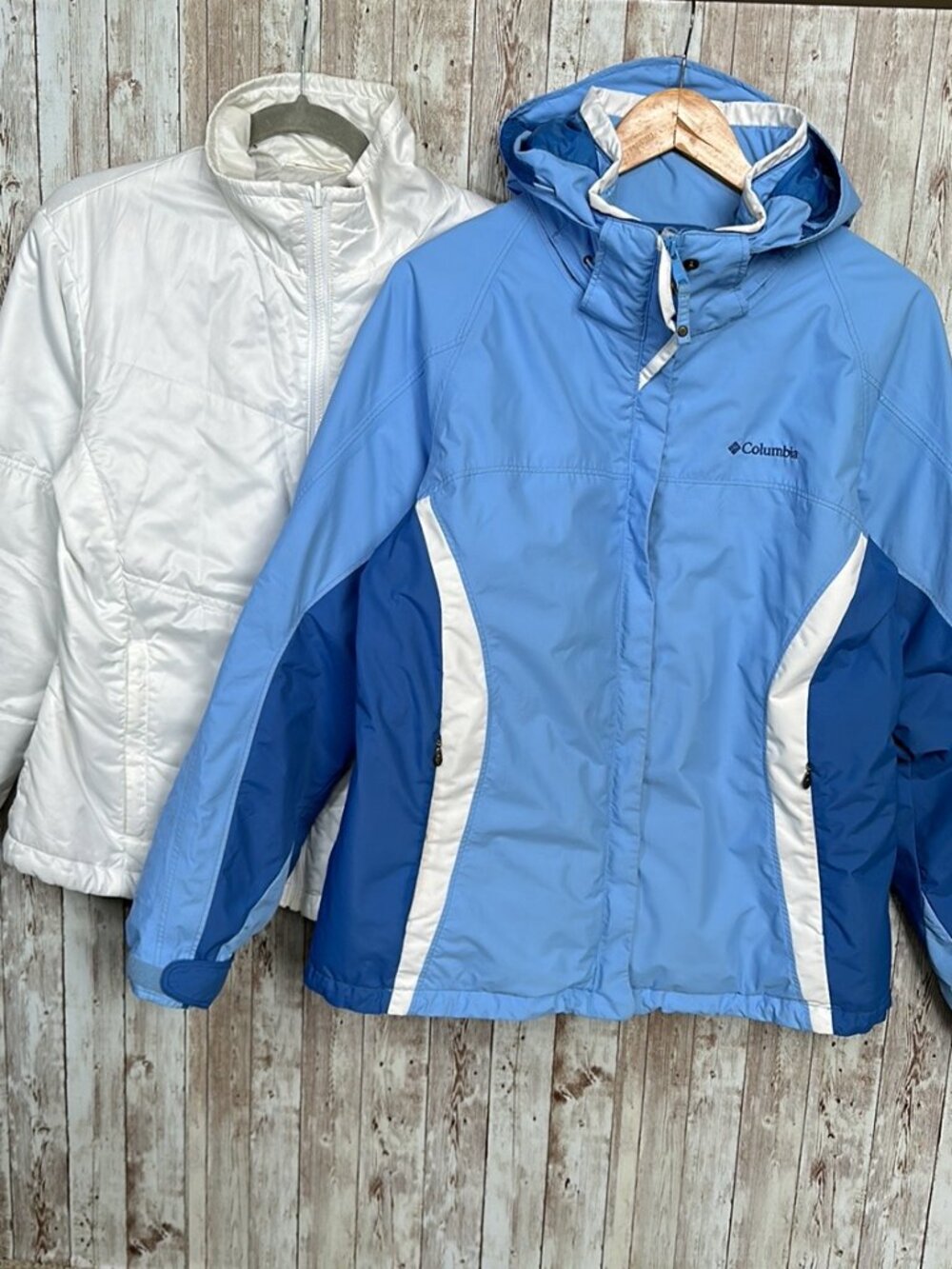 Columbia 3-In-1 Ski Jacket Interchange sz Large Women's Blue White Snowboard - Picture 2 of 16